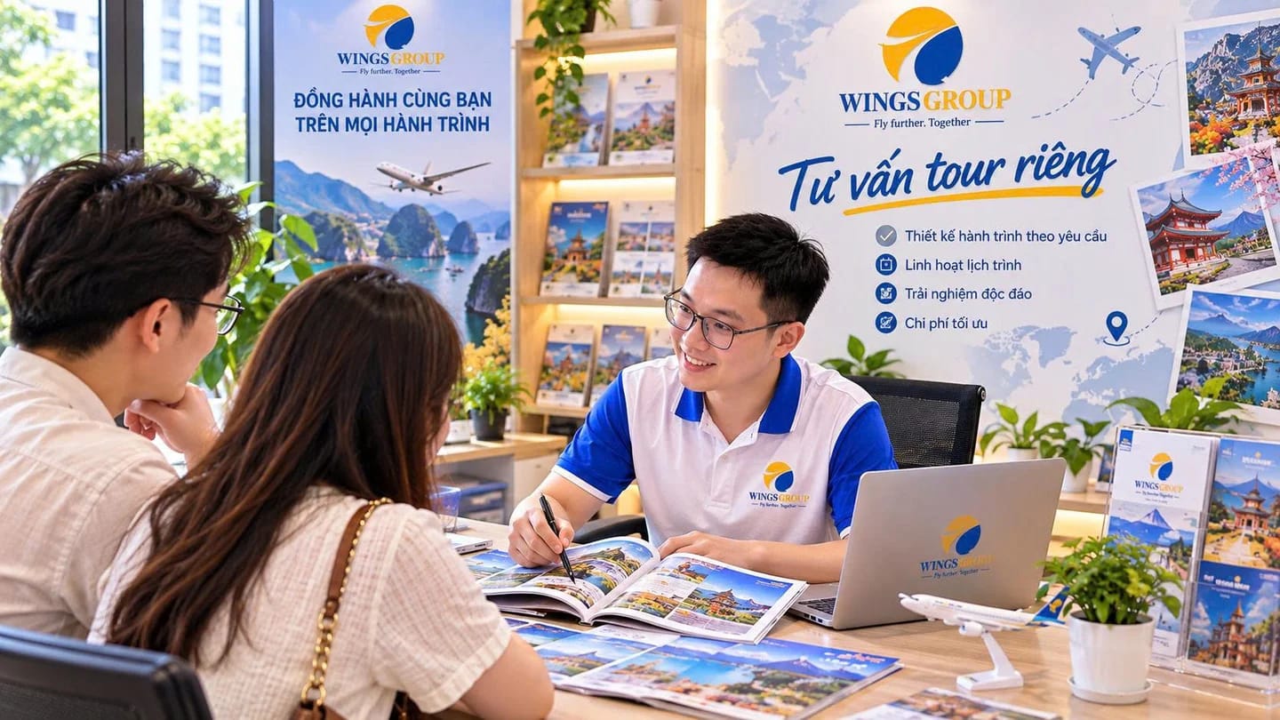 Xe du lịch đón đoàn tại điểm ngắm cảnh để bắt đầu hành trình.