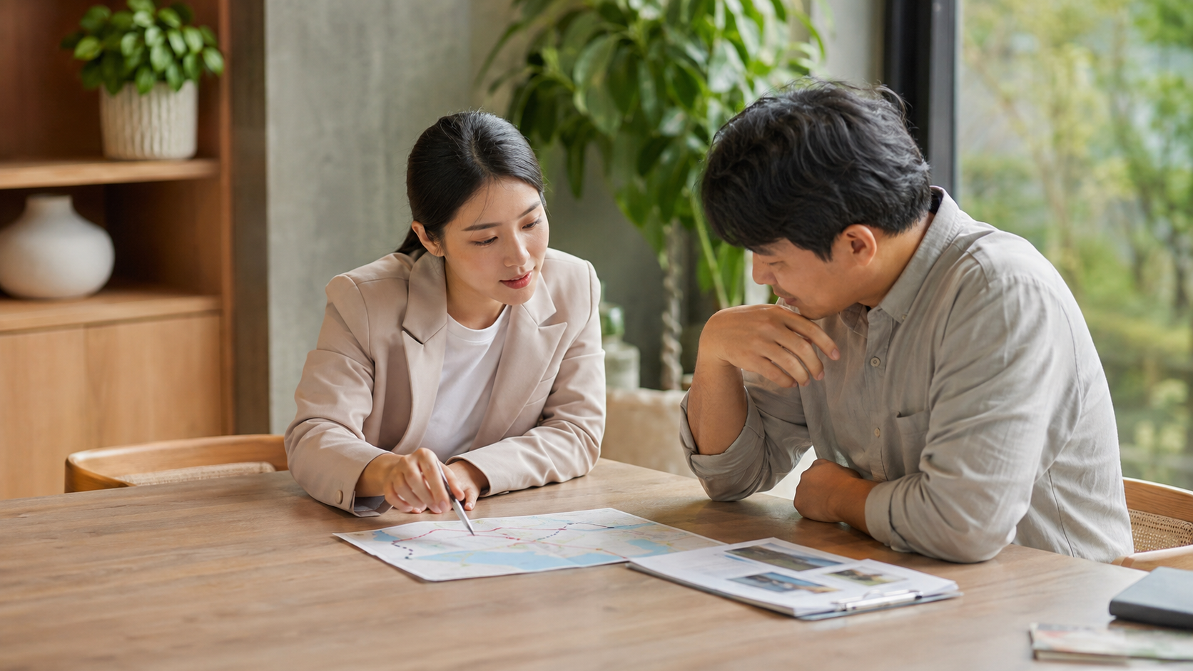 Chuyên viên tư vấn cùng khách hàng xác định điểm bắt đầu cho hành trình